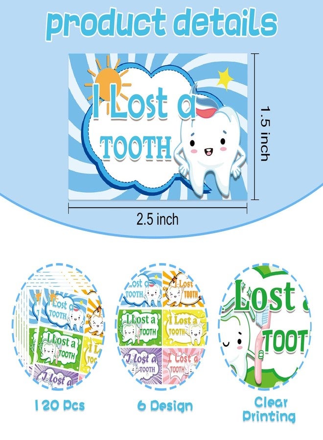 Well Tile 120Pcs I Lost a Tooth Stickers 2.5 x 1.5 Inch- Lost Tooth Stickers Teeth Stickers Decal for Boys and Girls - Image 2